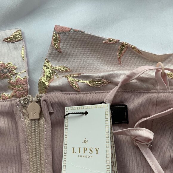 Lipsy womens dress New with tags party cocktails wedding pink gold jacquard shor - Picture 13 of 16